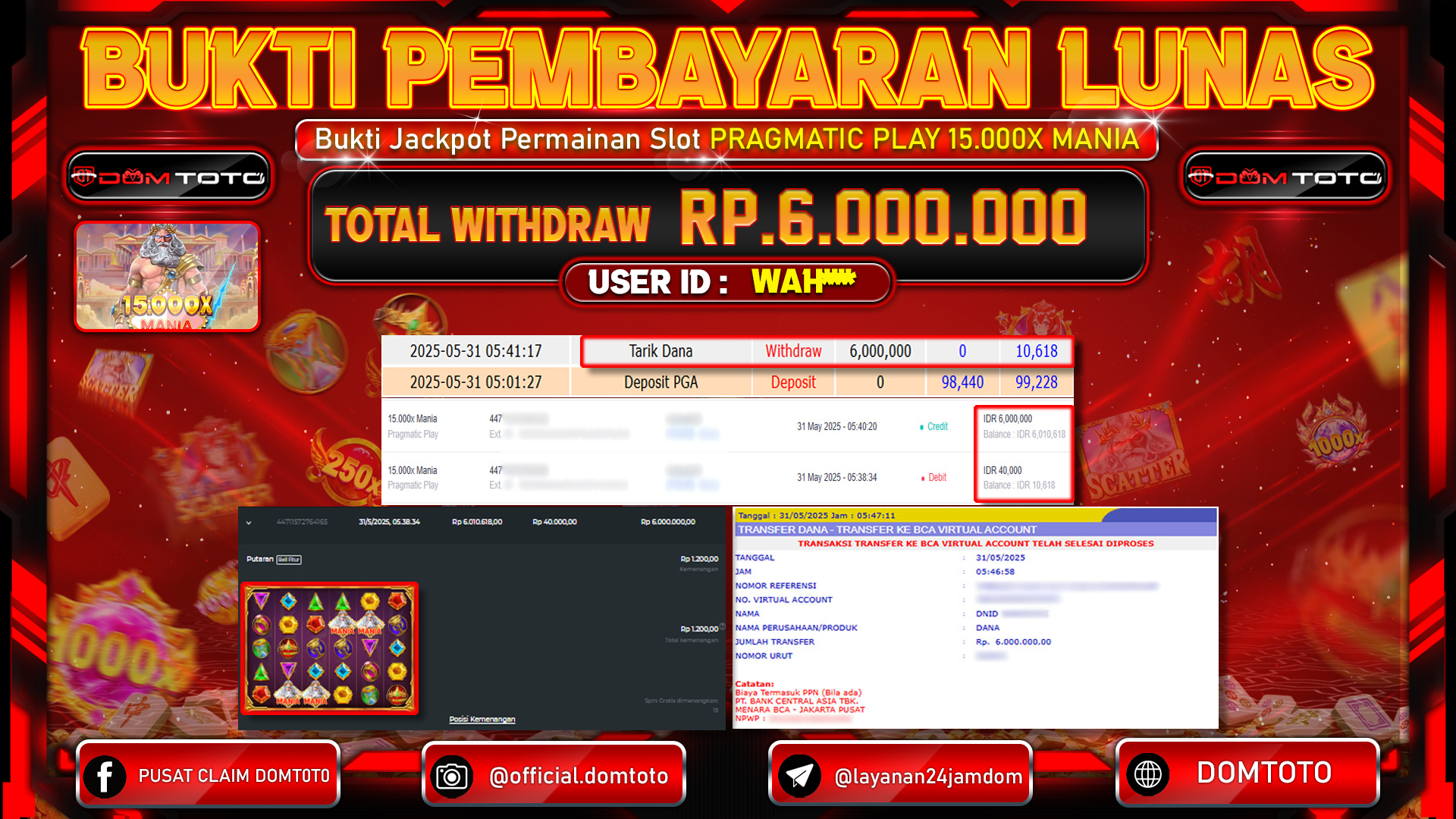 JACKPOT SLOT 15.000x MANIA 31  MEI 2025